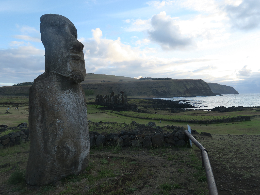 Moai Guard entrance Tongariki Easter Island, Rapa Nui, Hanga Roa, Vanuatu, Isla de Pascua, Chile, South America