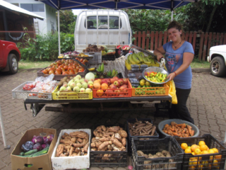 Fruit stand Main Street in Hanga Roa Town Avenue Atamu Tekena - Easter Island, Rapa Nui, Hanga Roa, Isla de Pascua, Chile, South America