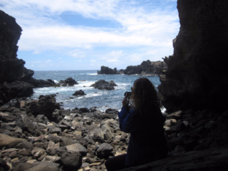 Ana Kai Tangata - This literally translates to Man Eating Cave.  Easter Island, Rapa Nui, Hanga Roa, Isla de Pascua, Chile, South America